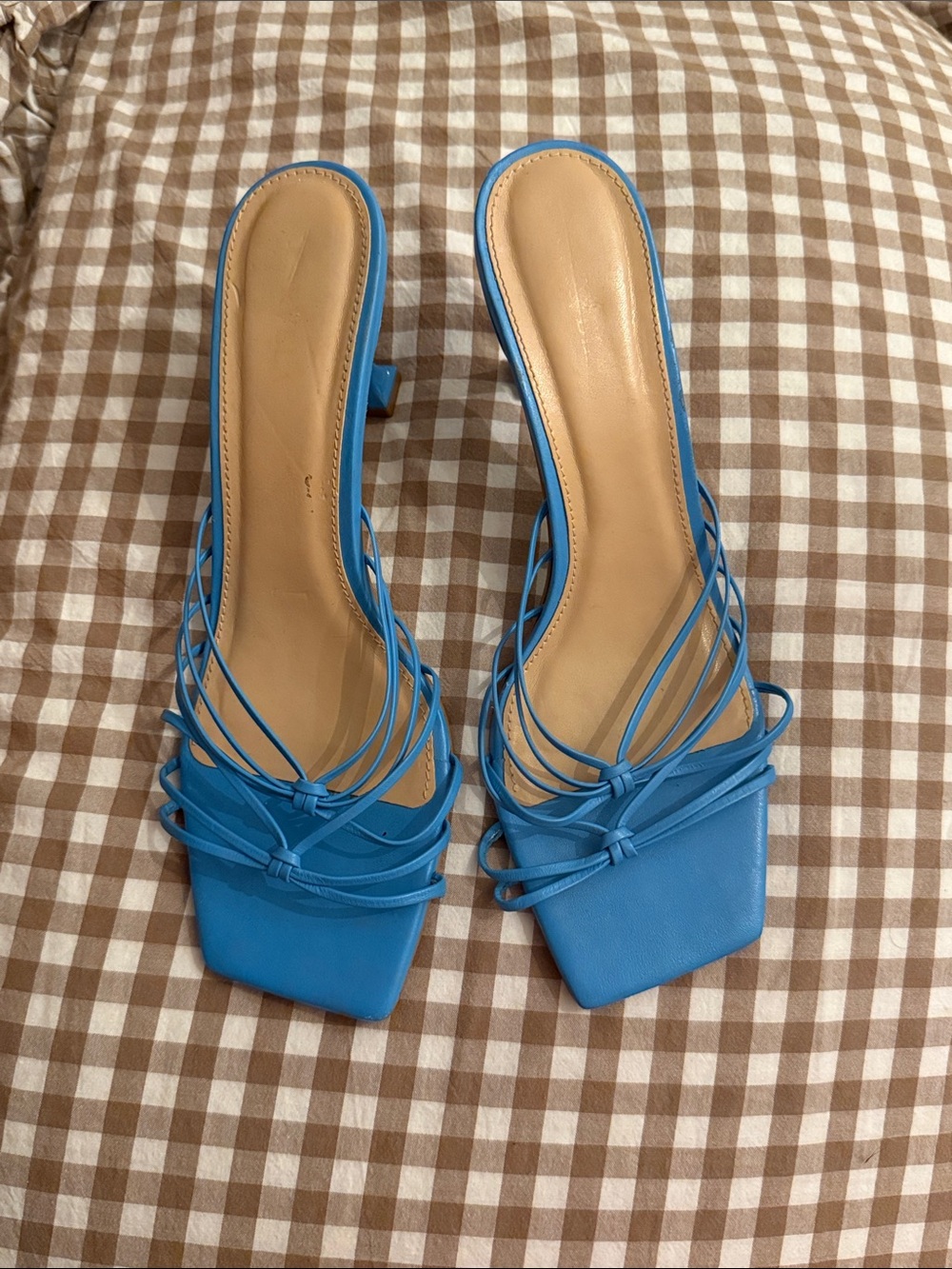 Sky Blue Multi-Strap Square-Toe Women’s Slide Mules